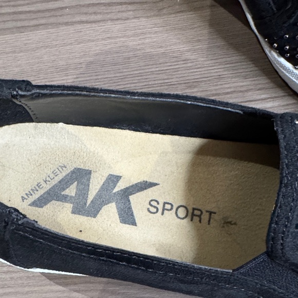 Anne Klein Sport Black Studded Slip-On Wedge Sneakers - Picture 2 of 12